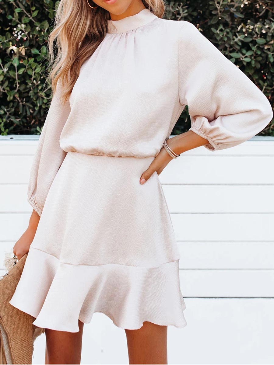 Lunimesd Long Sleeve Pleated Midi Dress