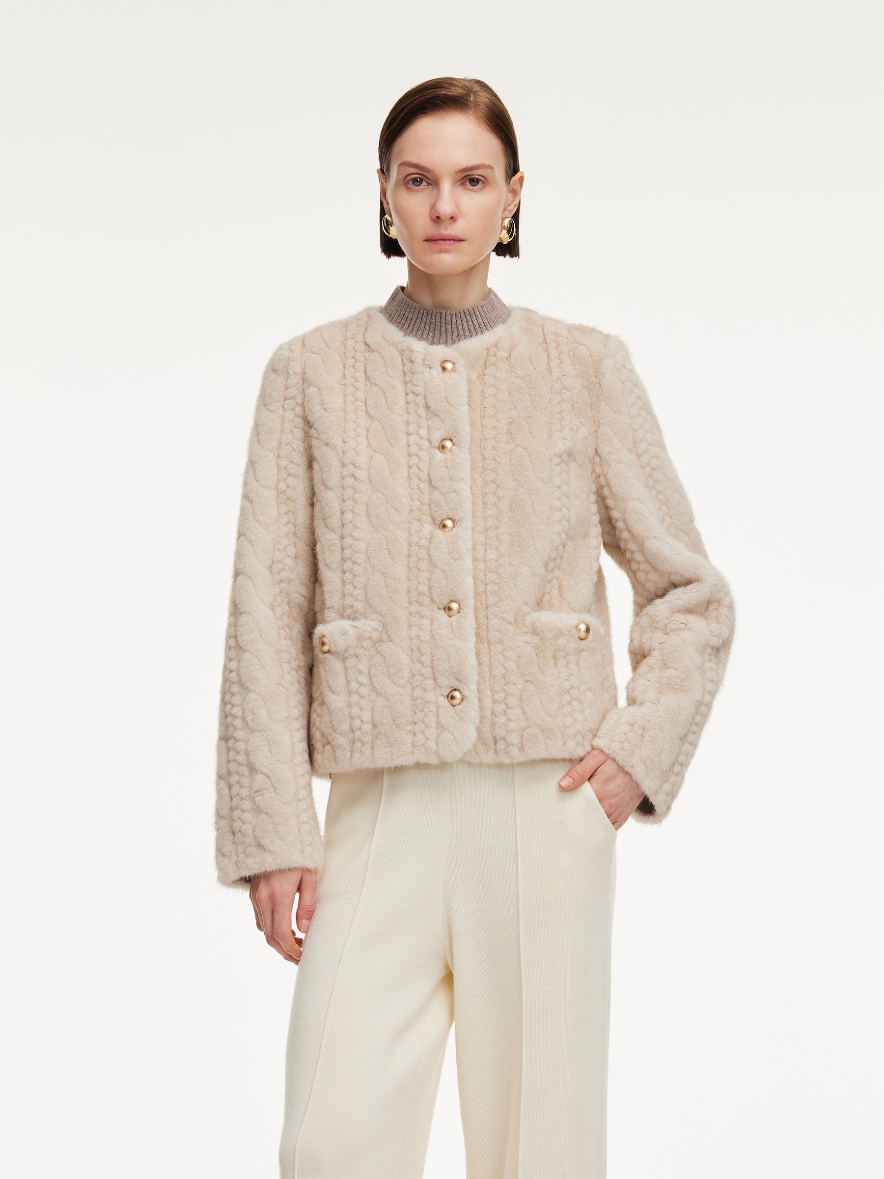 ECO-FRIENDLY FAUX FUR TEXTURED WOMEN COAT