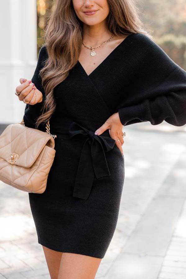 Lunimesd Future Happiness Chelsea Wrap Sweater Dress