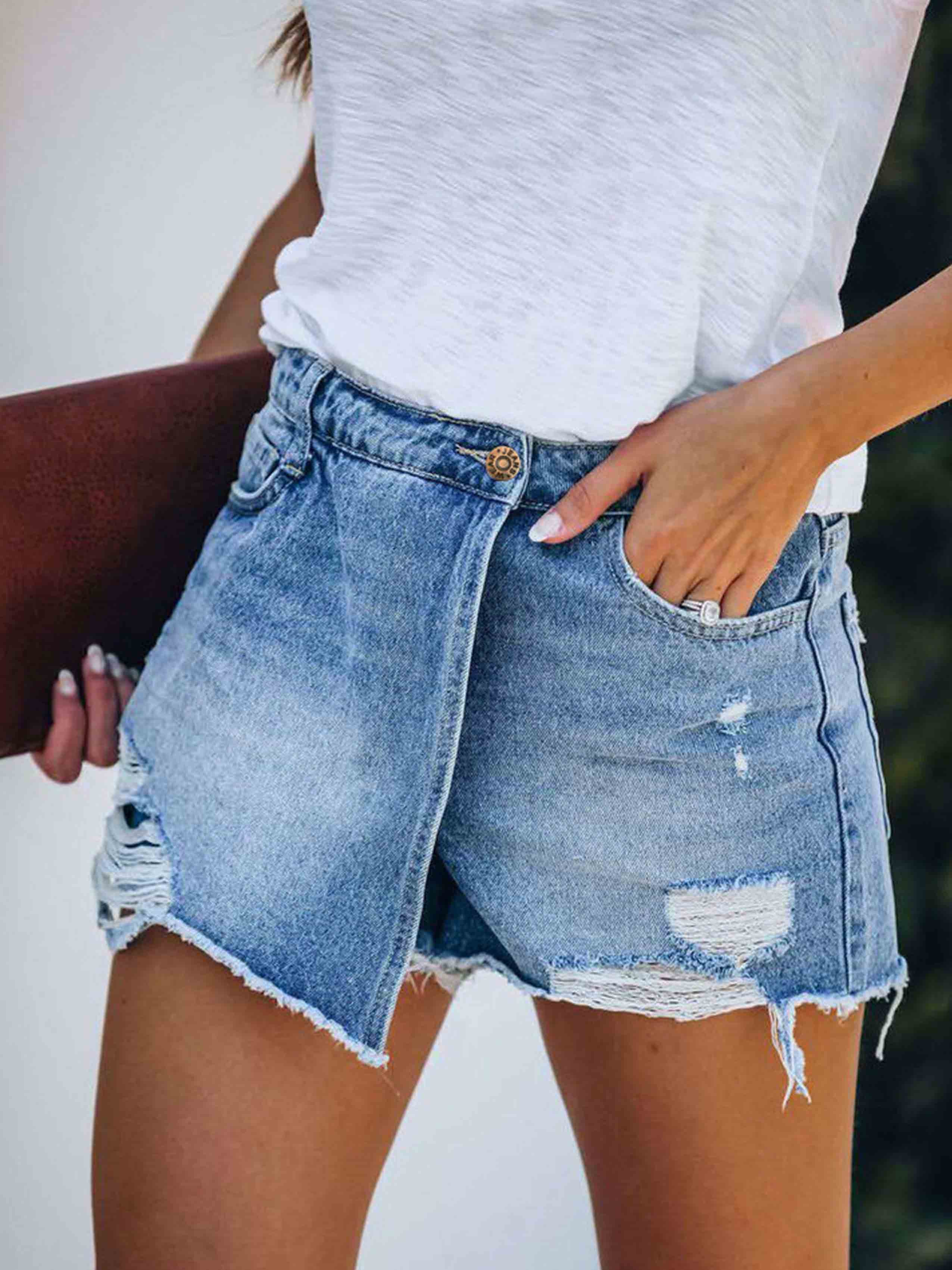 Casual Ripped Denim Shorts