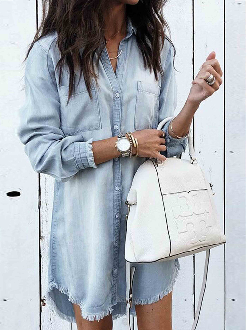 Lunimesd  Hot Sexy Denim Shirt Dress