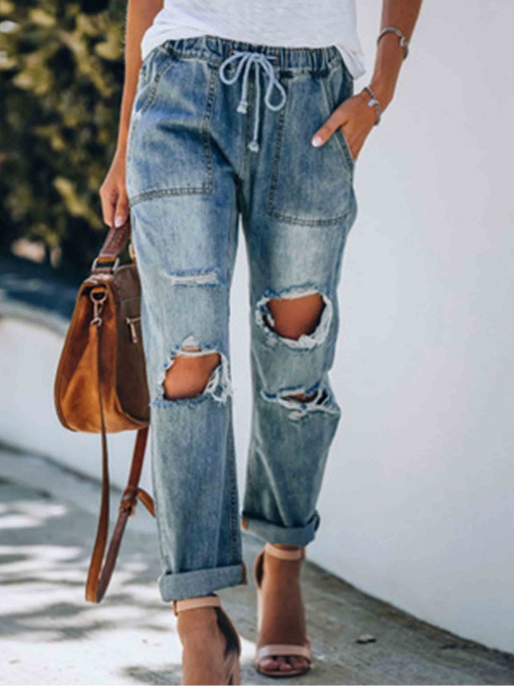 Lunimesd ripped Lace-Up Jeans