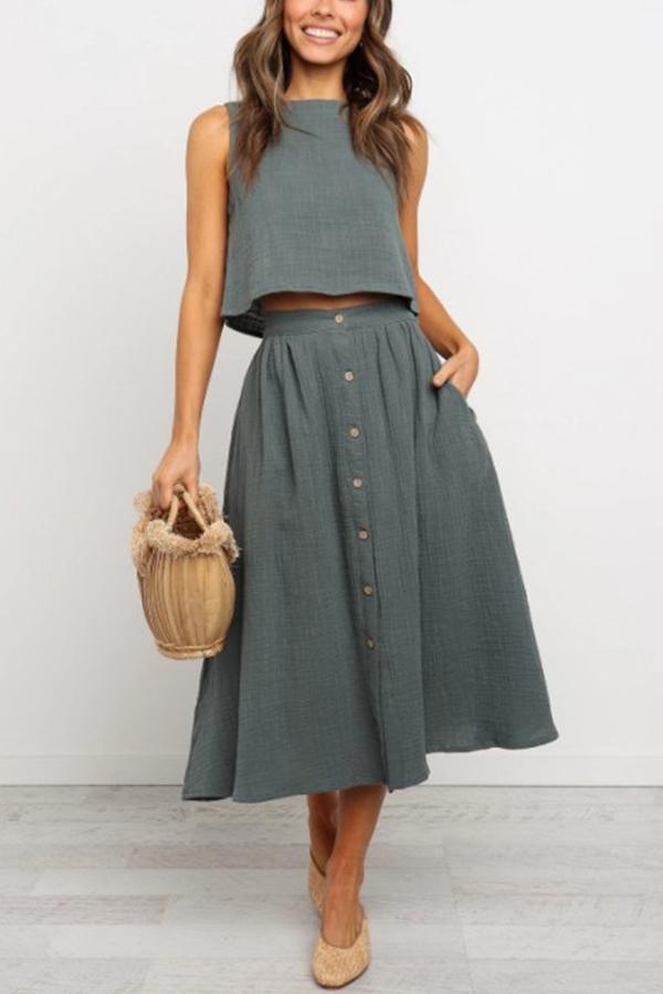 Lunimesd Tank Button Down Dress Set