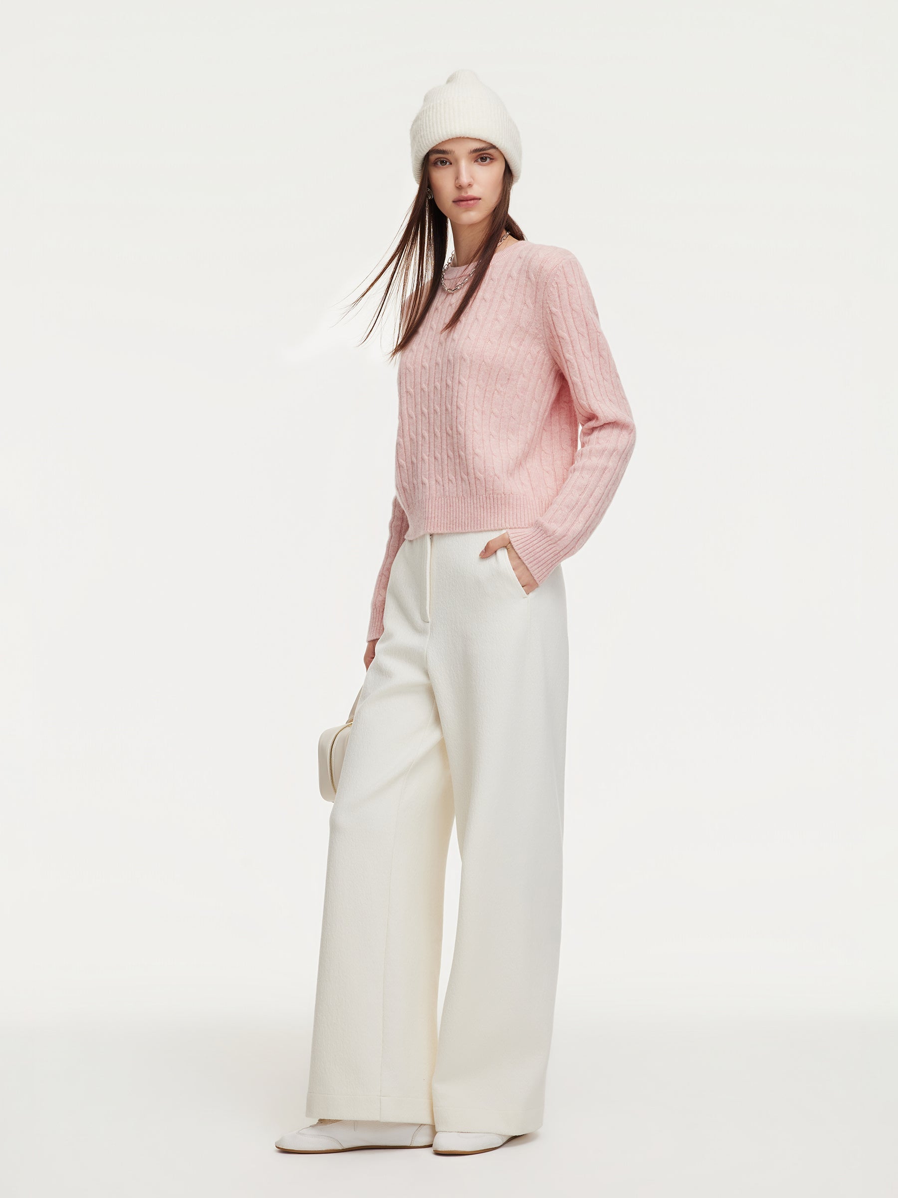 WOOL CABLE KNIT WOMEN SWEATER