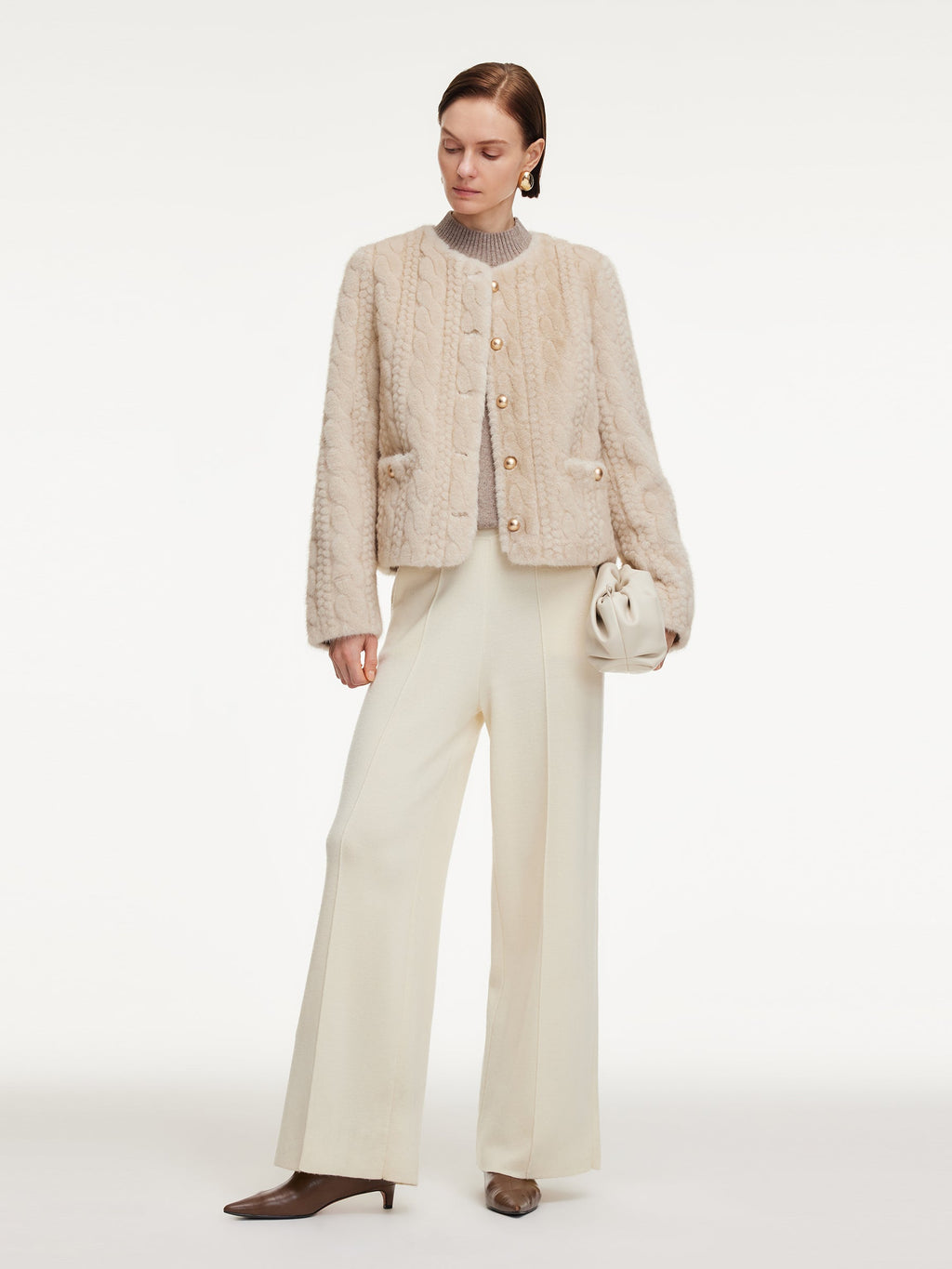 ECO-FRIENDLY FAUX FUR TEXTURED WOMEN COAT