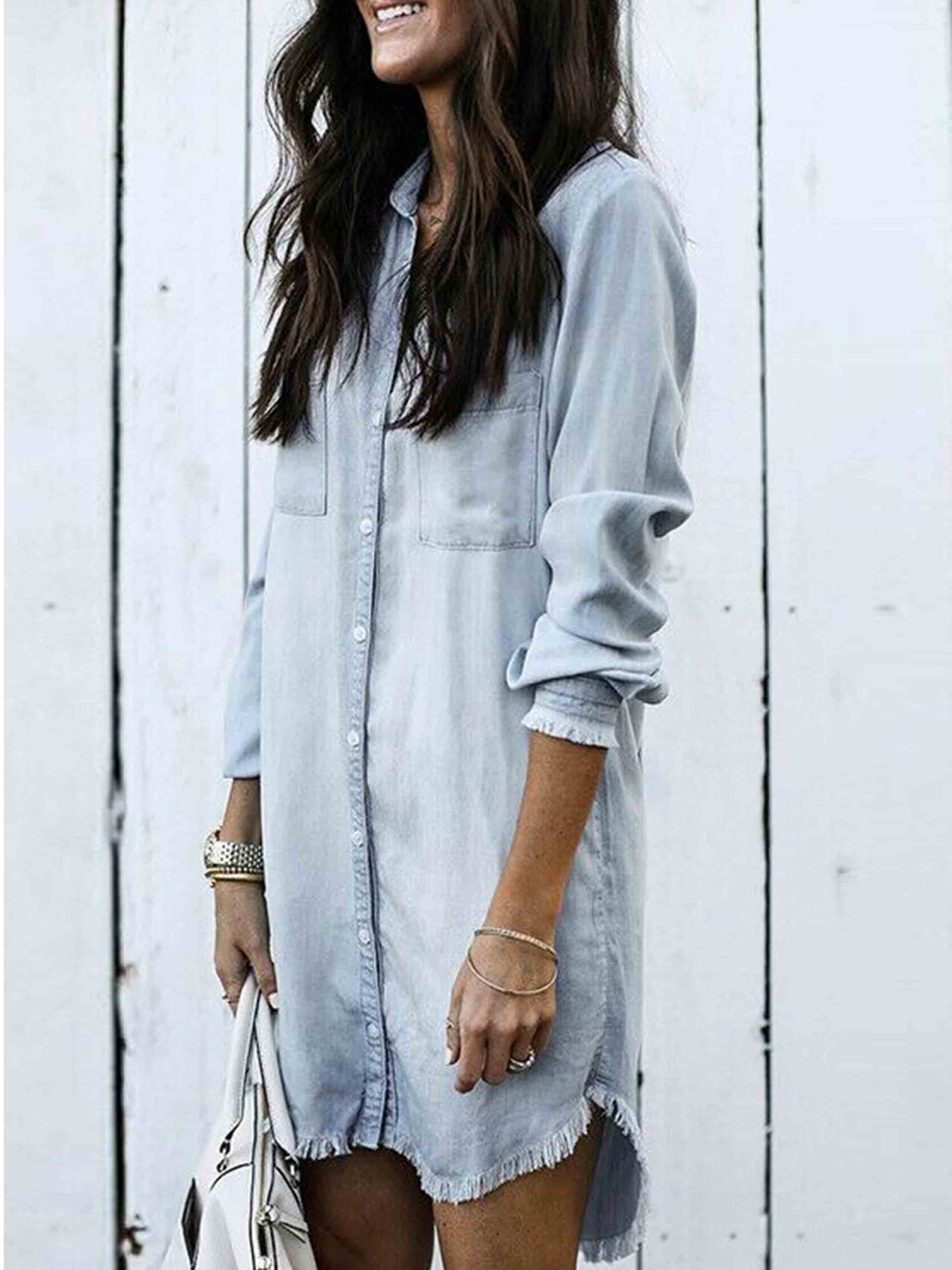 Lunimesd  Hot Sexy Denim Shirt Dress