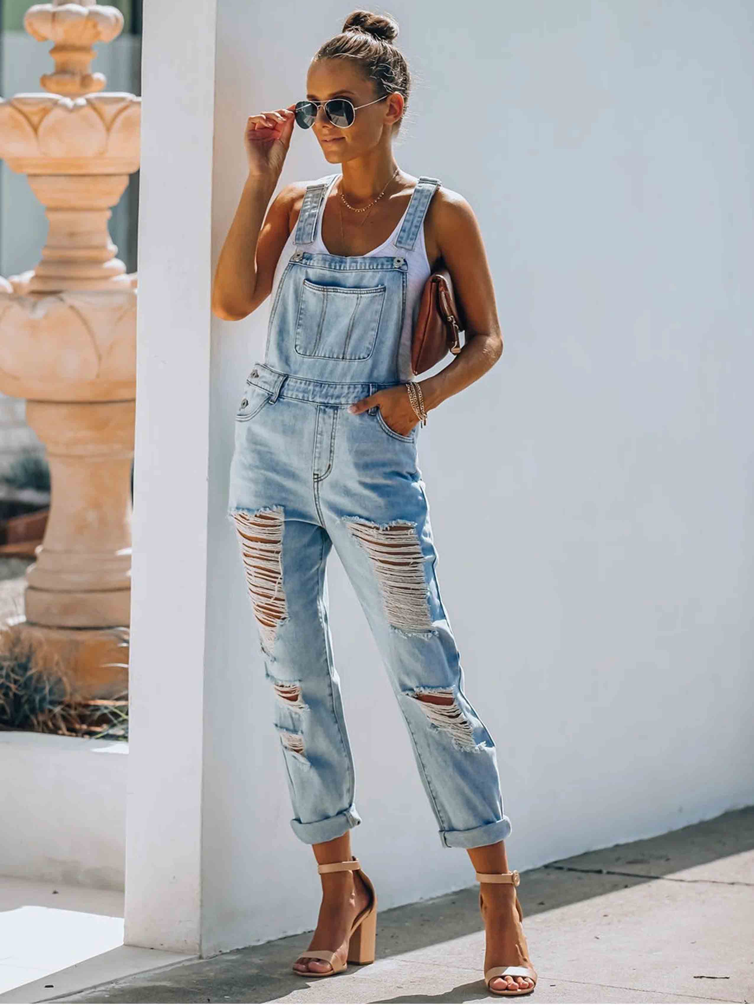 Lunimesd Ripped Denim Jumpsuit