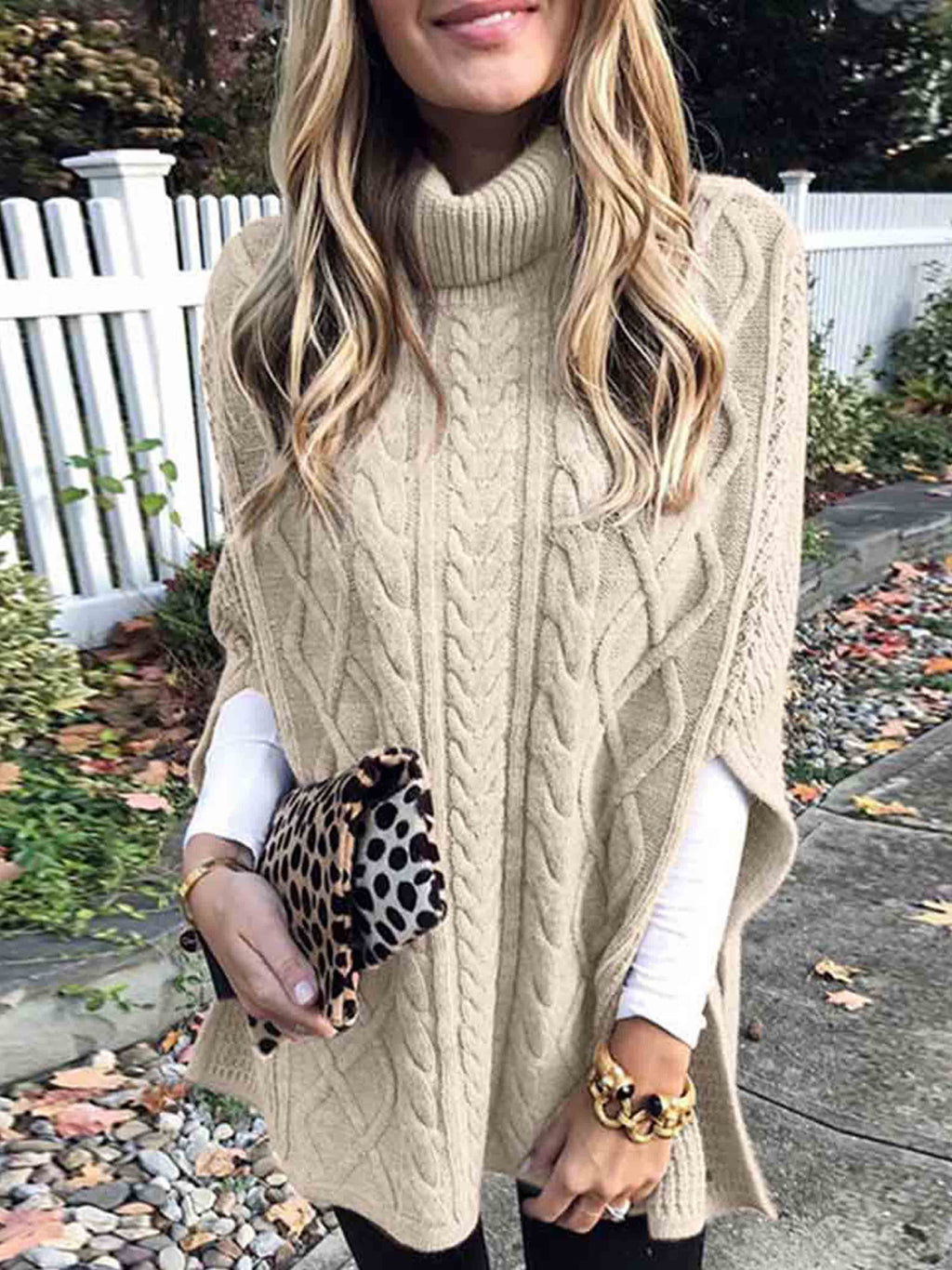 Lunimesd High Neck Loose Knit Sweater