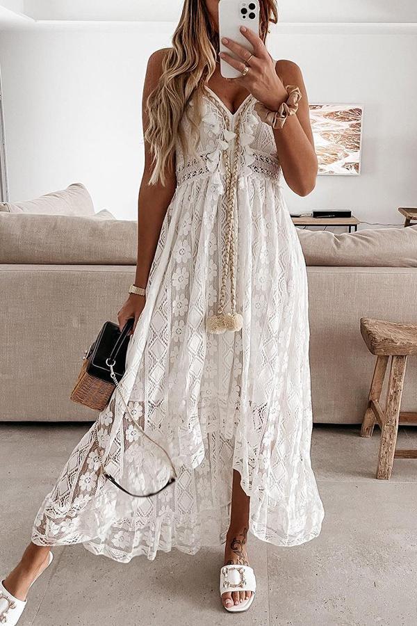 Lunimesd Crochet Fringe Lace Dress
