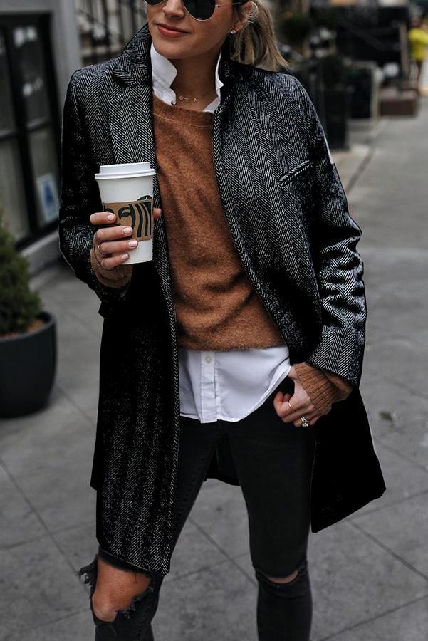 Lunimesd Outlook Button Down Textured Coat