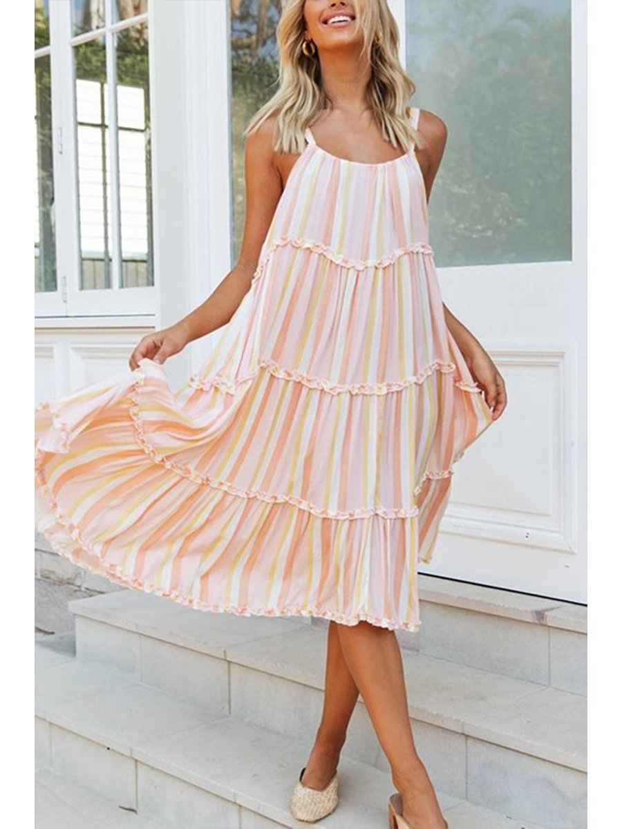 Lunimesd Elegant Solid Color Sling Dress