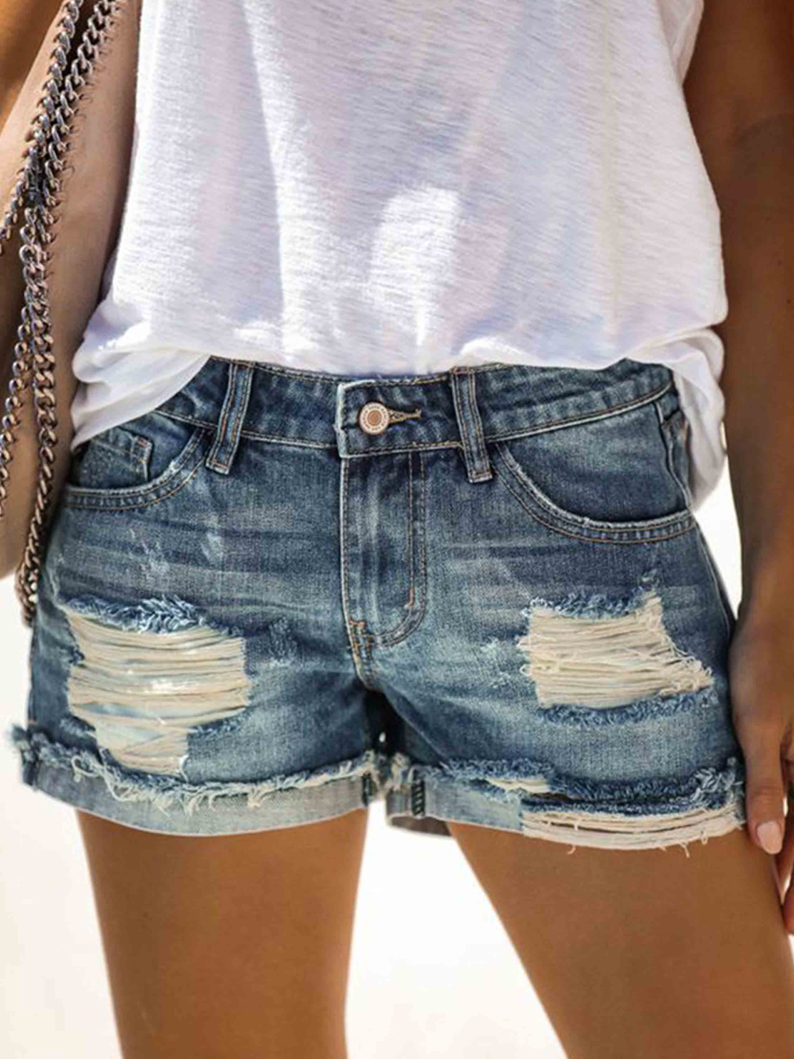 Lunimesd Ripped Jean Shorts