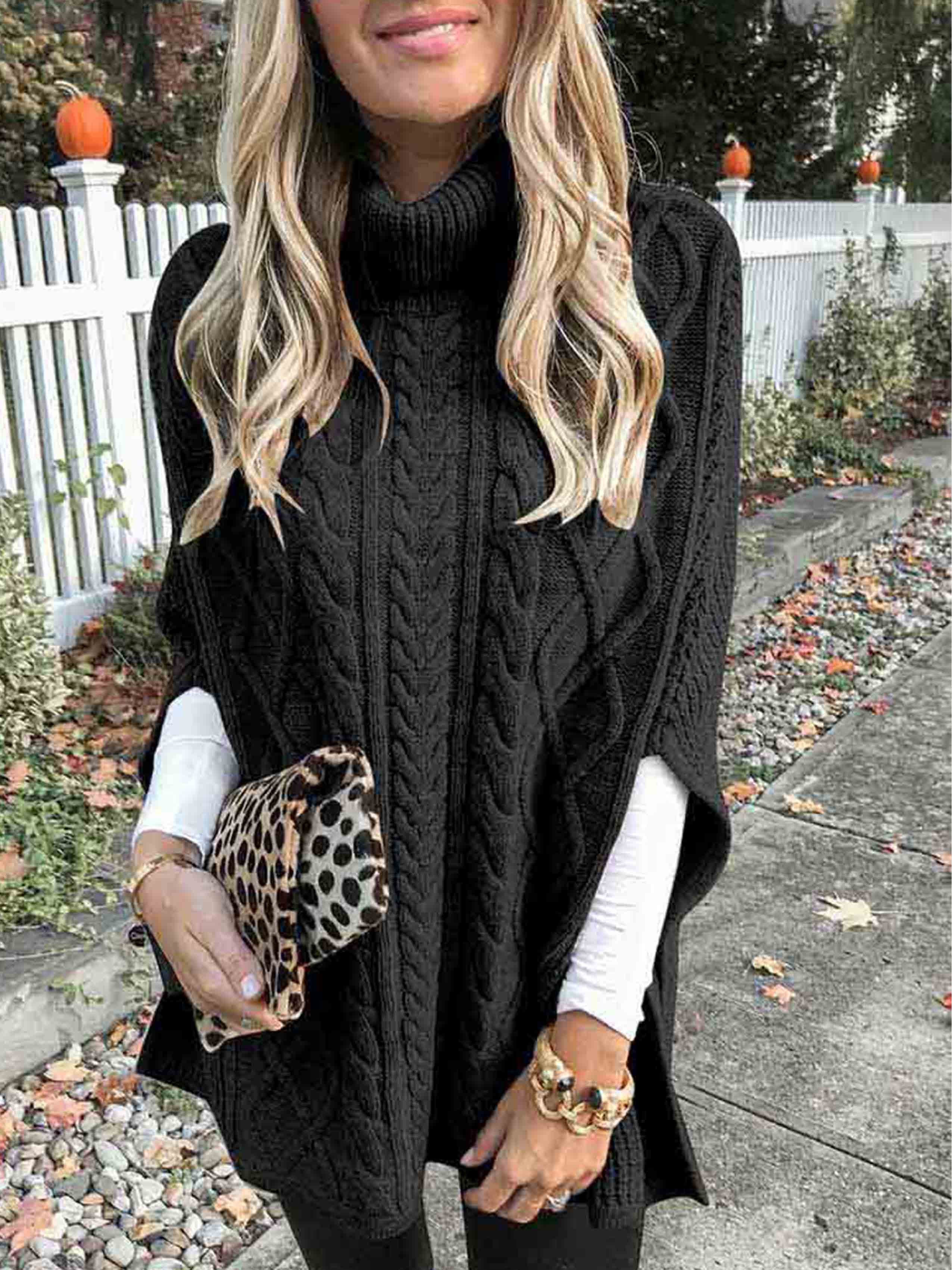 Lunimesd High Neck Loose Knit Sweater