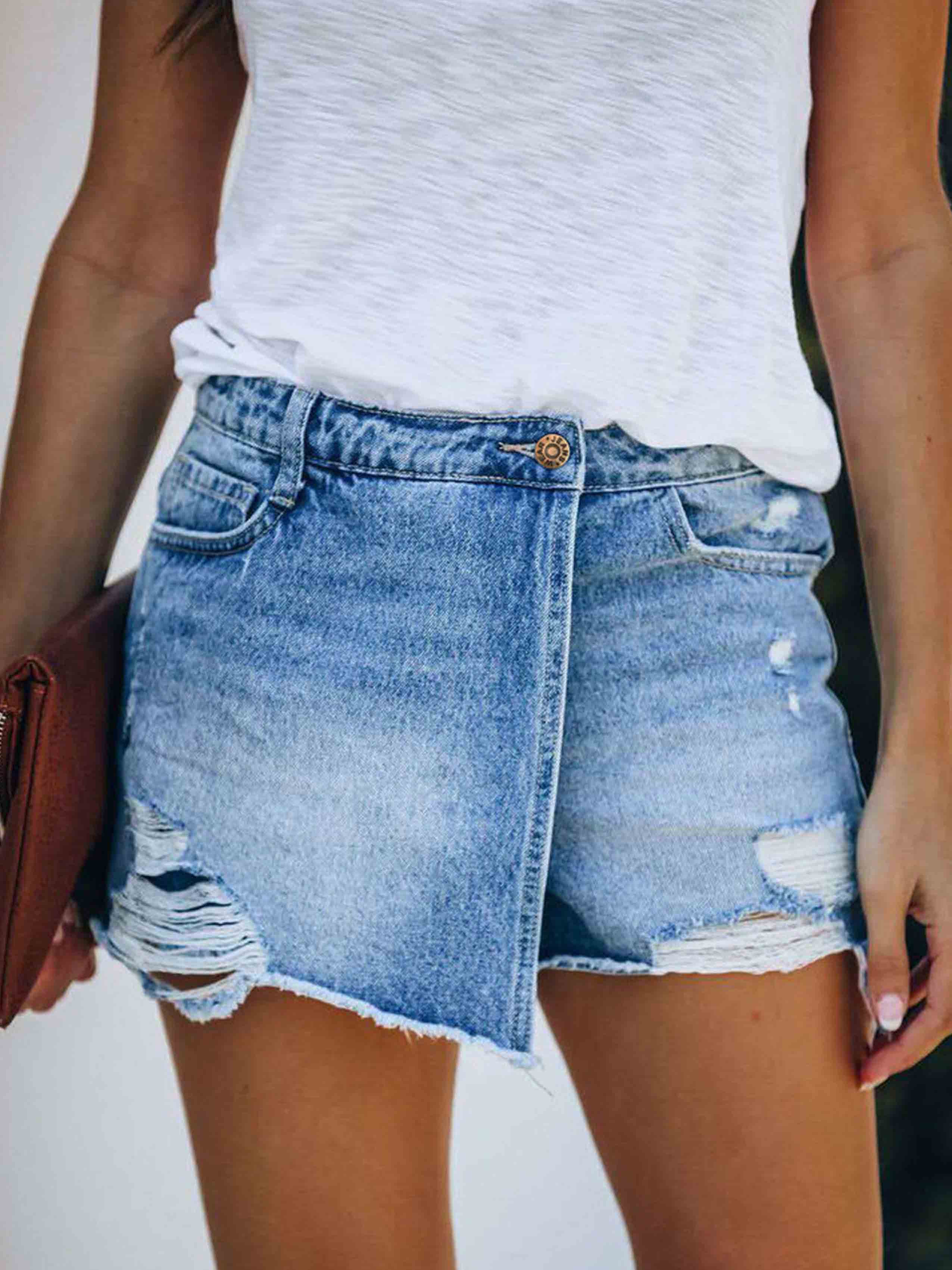 Lunimesd Casual Ripped Denim Shorts