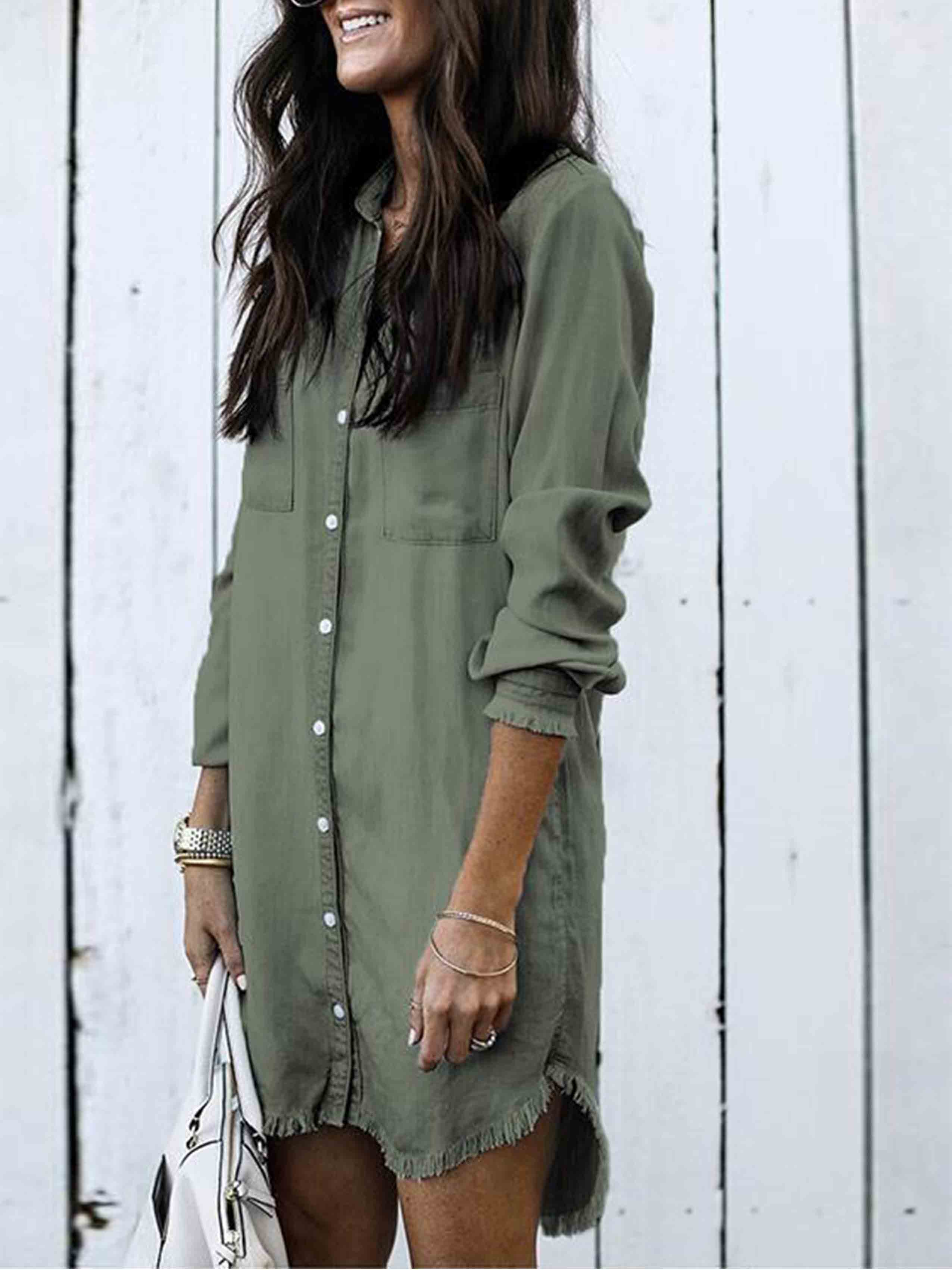 Lunimesd  Hot Sexy Denim Shirt Dress