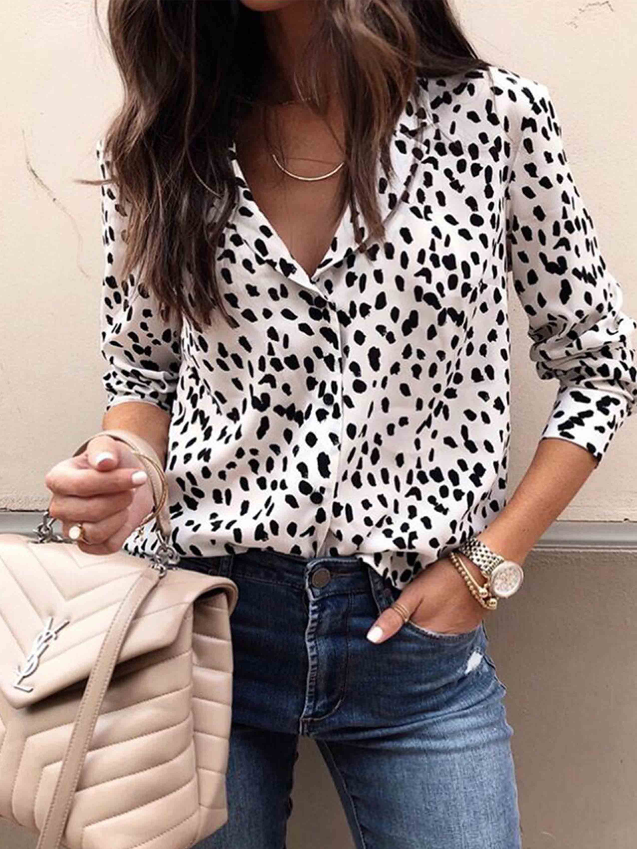 Lunimesd Leopard Print Long Sleeve Shirt