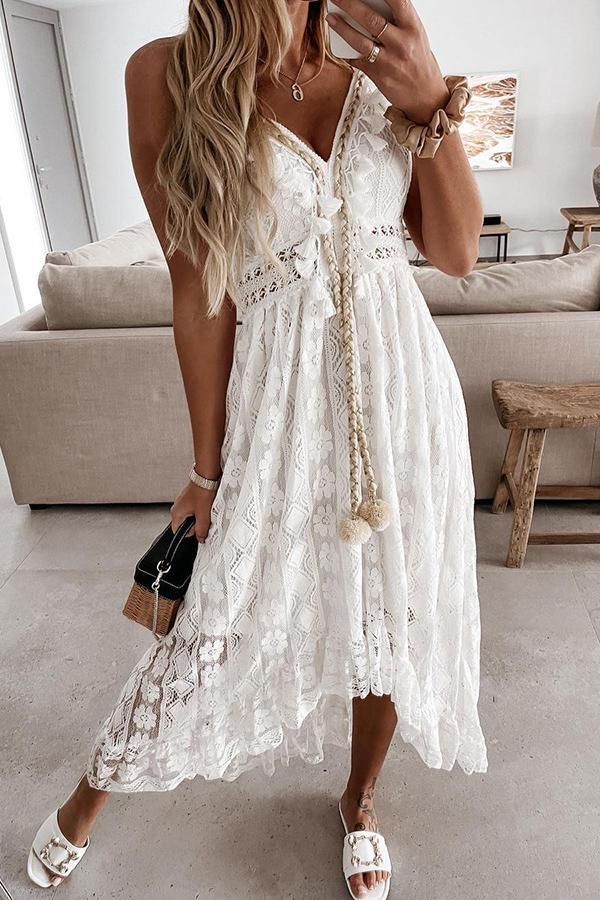 Lunimesd Crochet Fringe Lace Dress