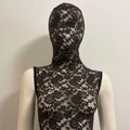 Black Floral Lace Full-Cover Bodysuit 85