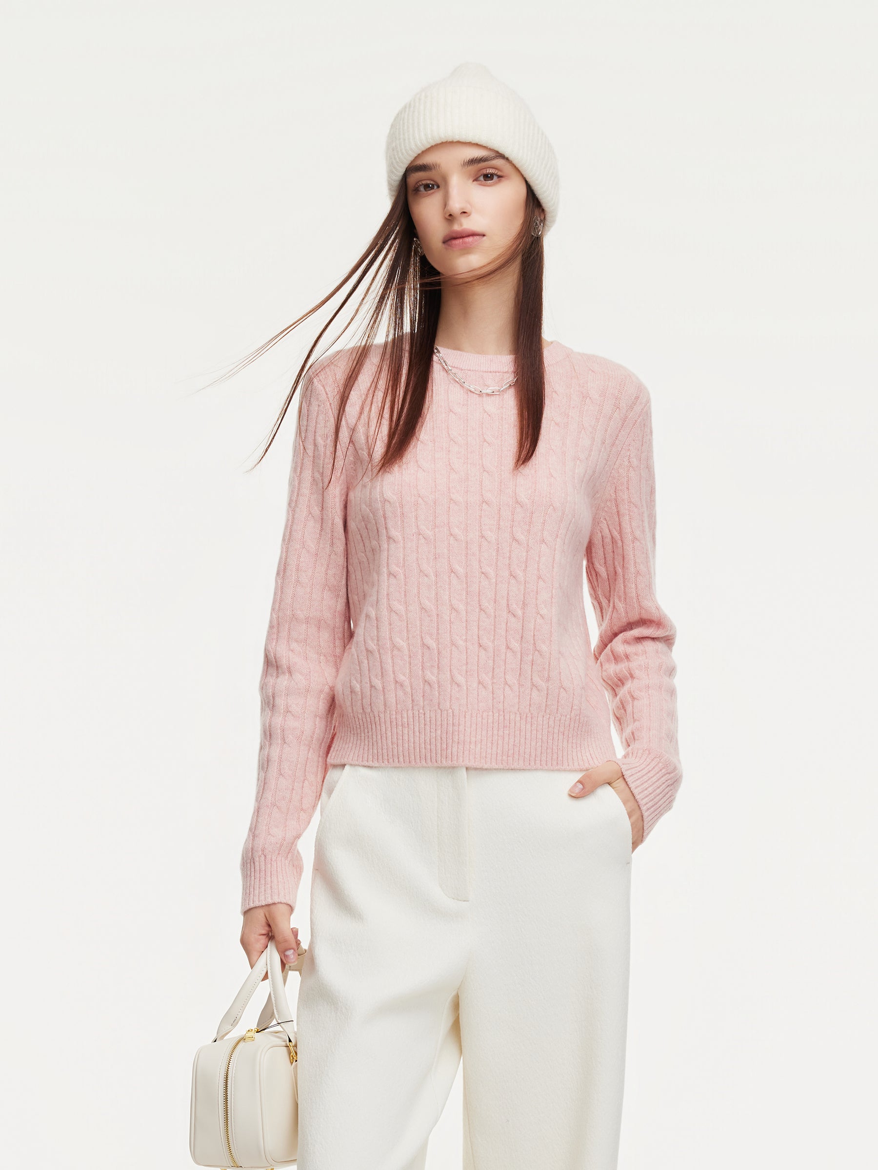 WOOL CABLE KNIT WOMEN SWEATER