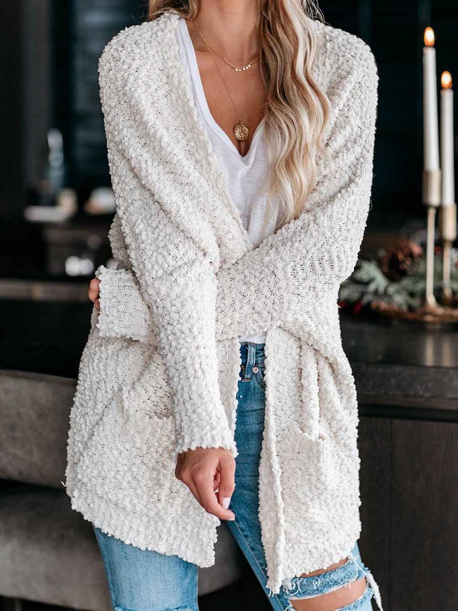 Lunimesd Casual Daily Solid Cardigan Cardigan Collar Tops(5 colors)