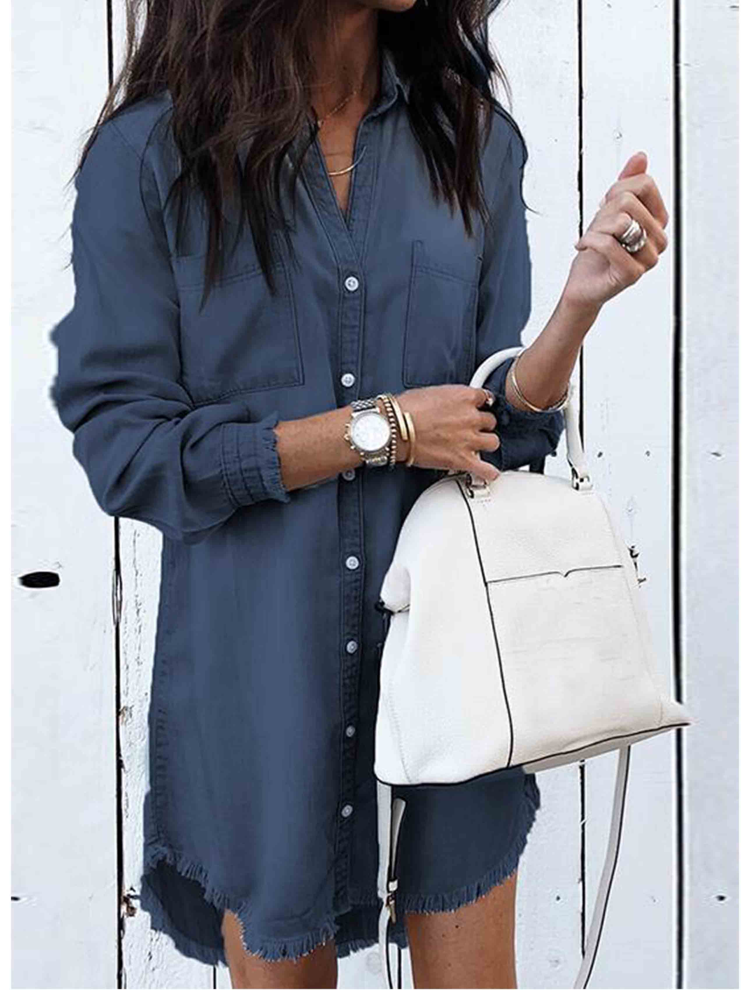 Lunimesd  Hot Sexy Denim Shirt Dress