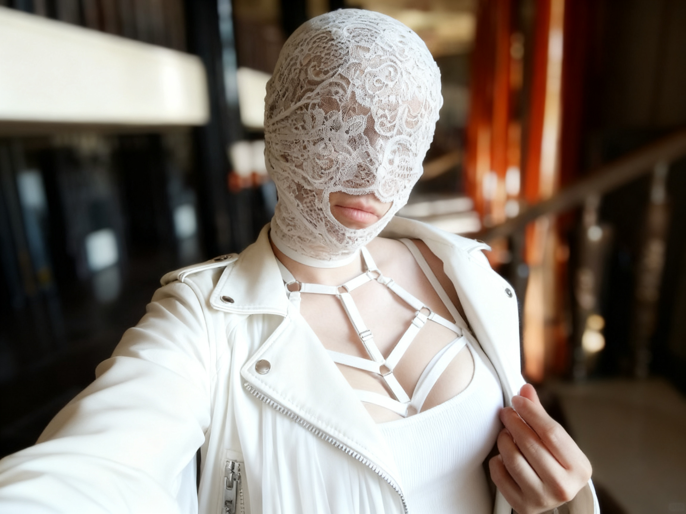 Lace Face Mask with Mouth Opening 51