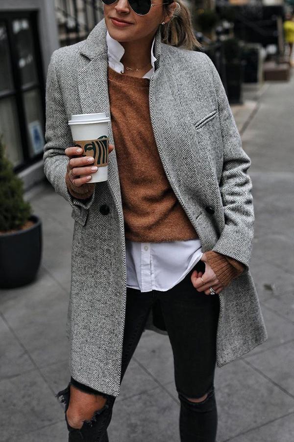 Lunimesd Outlook Button Down Textured Coat