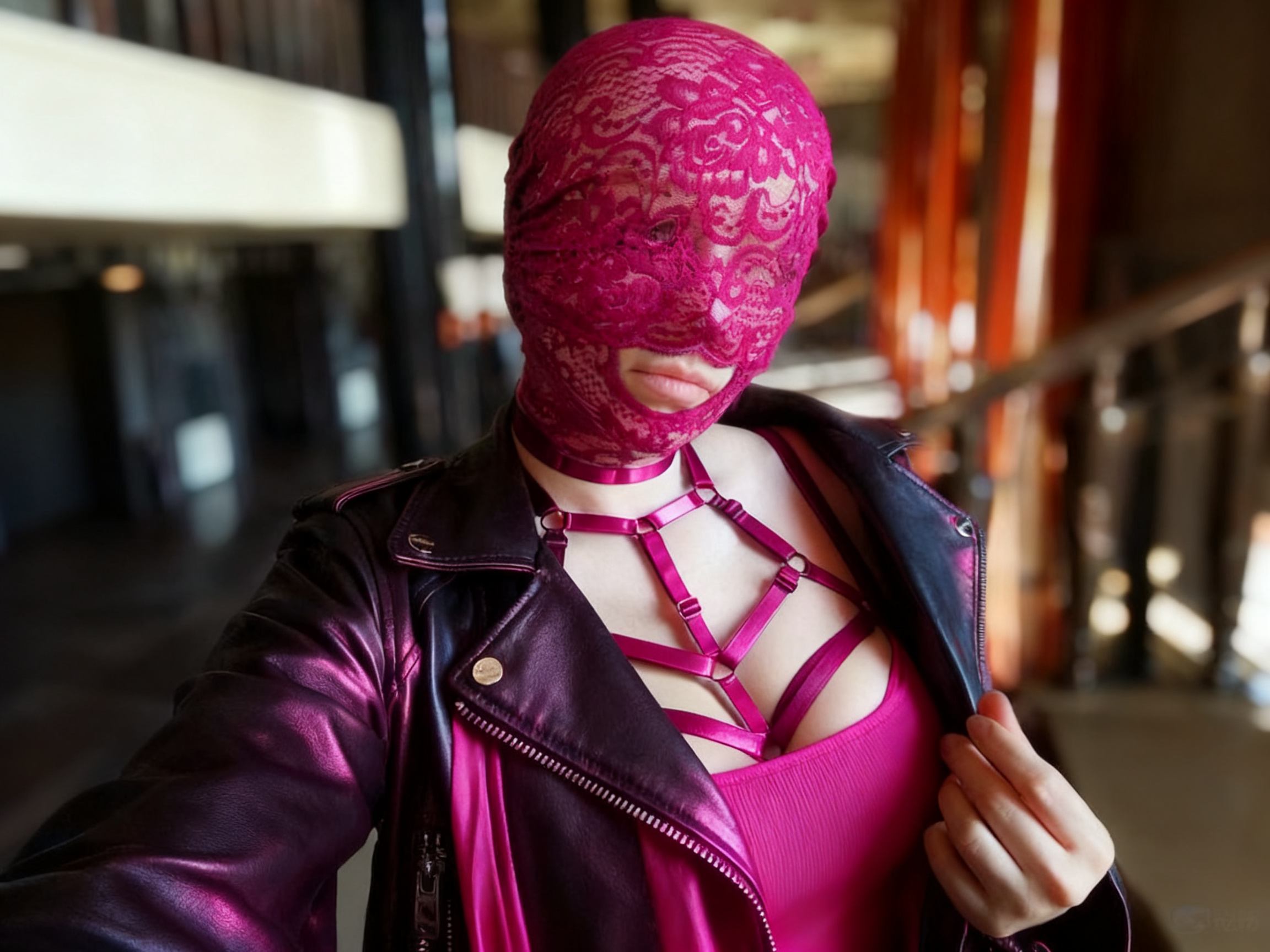 Lace Face Mask with Mouth Opening 51