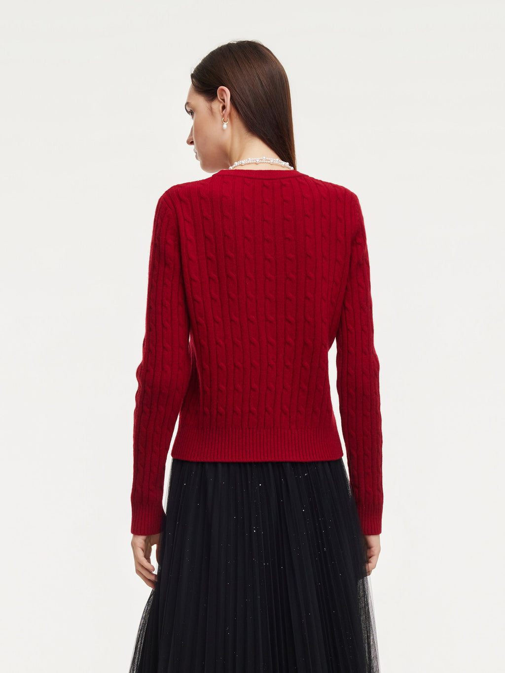 WOOL CABLE KNIT WOMEN SWEATER
