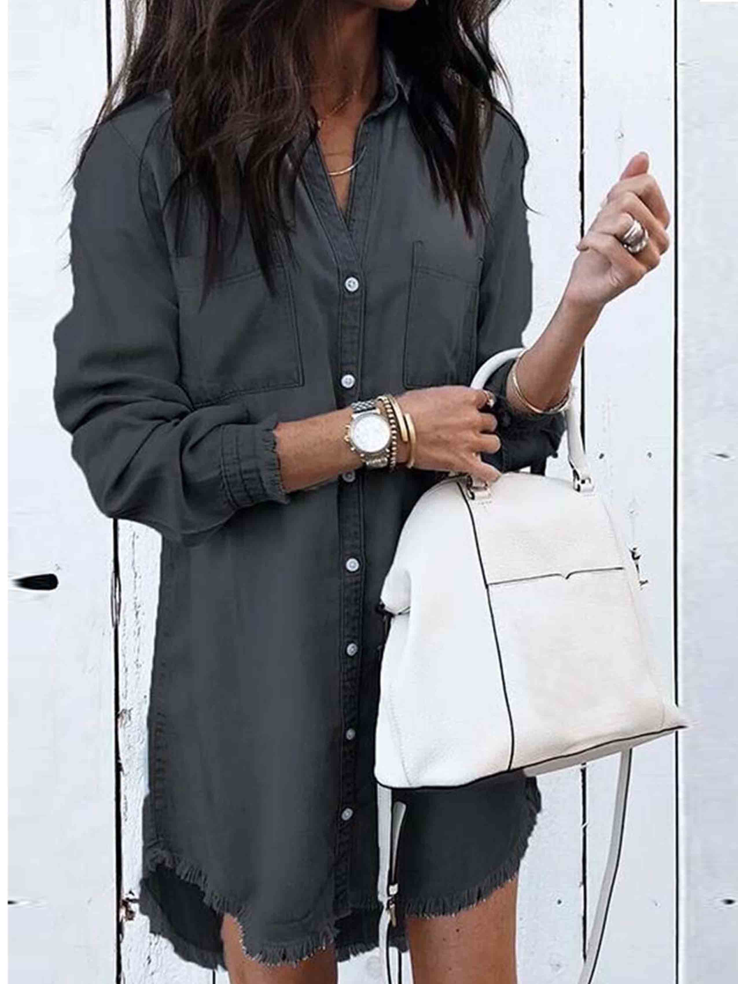 Lunimesd  Hot Sexy Denim Shirt Dress