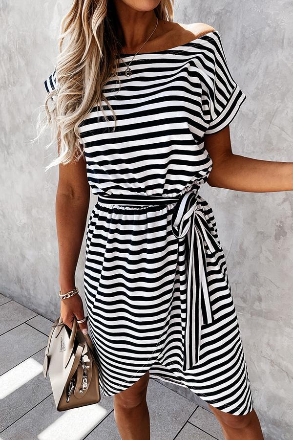 Lunimesd Hilton Cotton Blend Striped T-shirt Dress