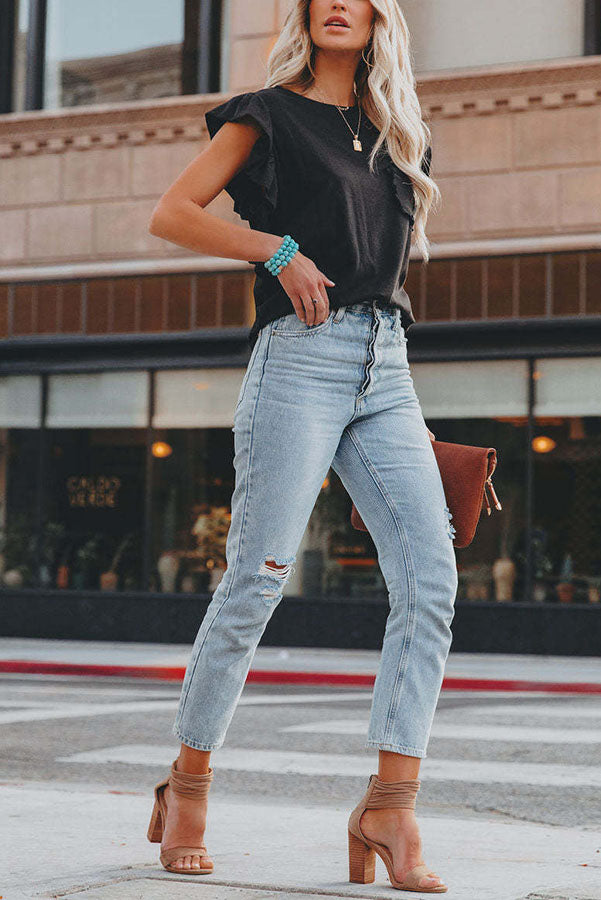 Lunimesd Marney Cotton Ruffle Sleeve T-shirt