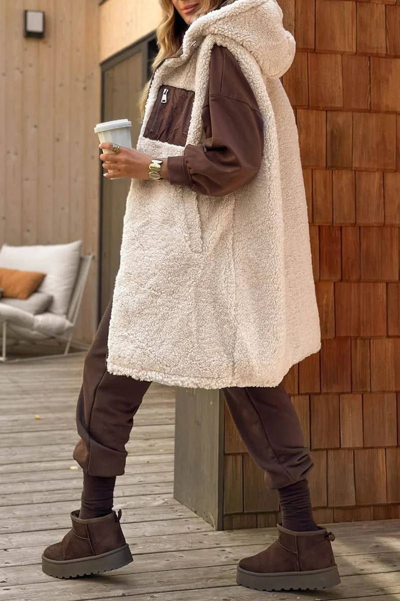 Women Plush Reversible Casual Long Vest
