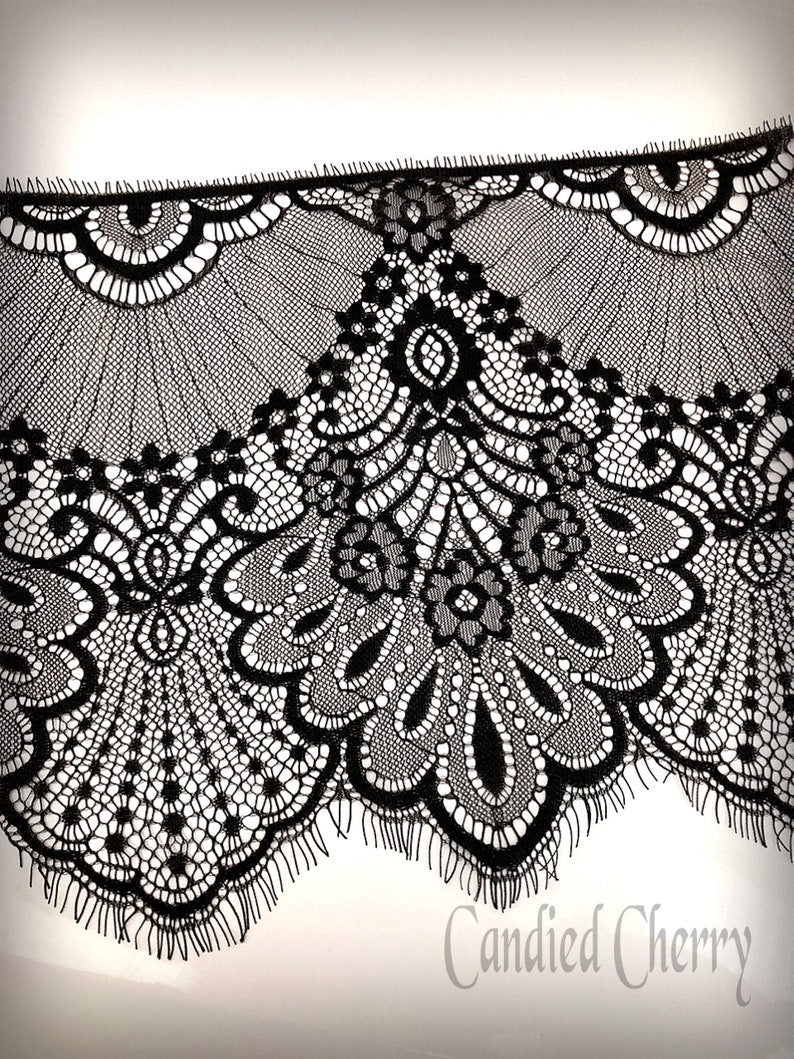 Wide Coverage Black Eyelash Lace Mask Veil 80