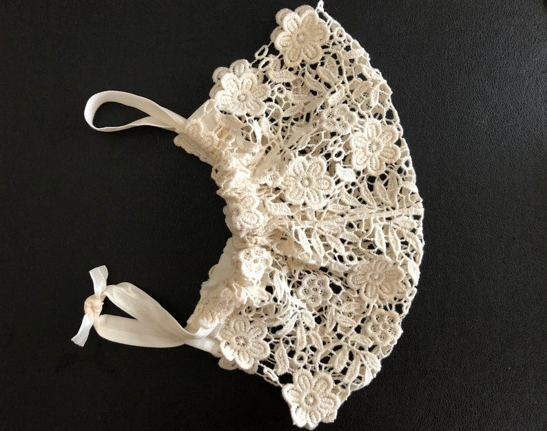 Reusable Natural Color Cotton Lace See Through Face Cover 54