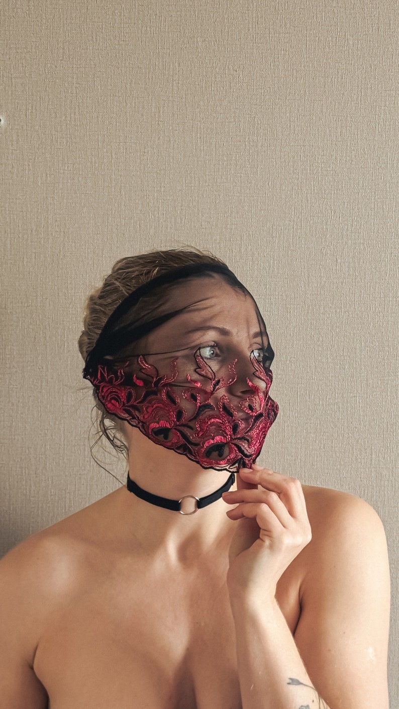 Black Lace Eyes Mask: Erotic BDSM Face Covering 177