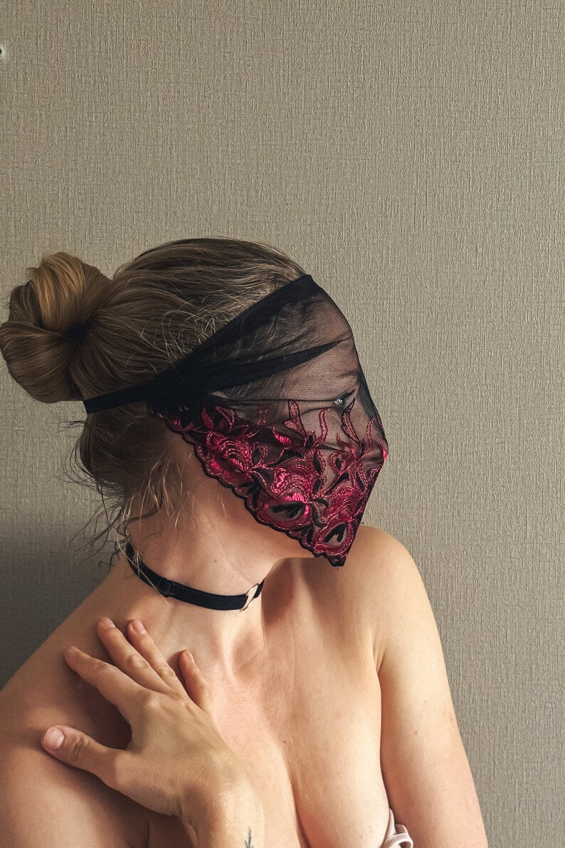 Black Lace Eyes Mask: Erotic BDSM Face Covering 177