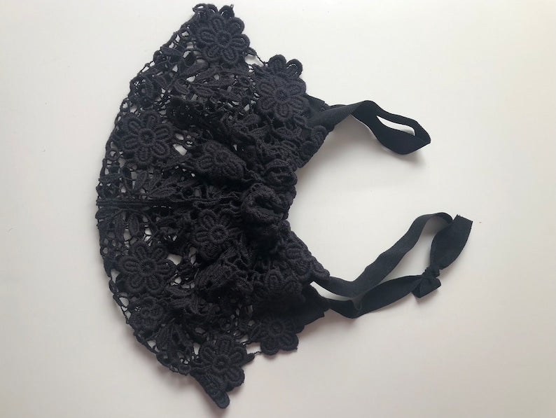 Reusable Natural Color Cotton Lace See Through Face Cover 54