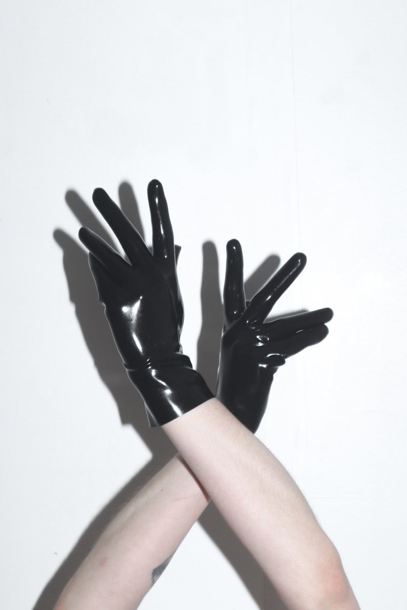 Black Latex Short Gloves