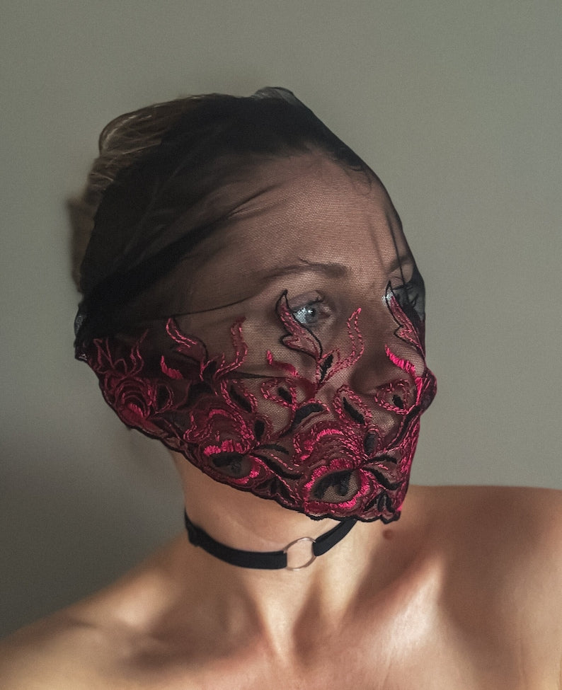 Black Lace Eyes Mask: Erotic BDSM Face Covering 177