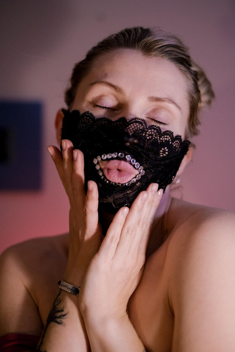Fetish Blindfold mask with rhinestones - Sexy Eyes mask 166