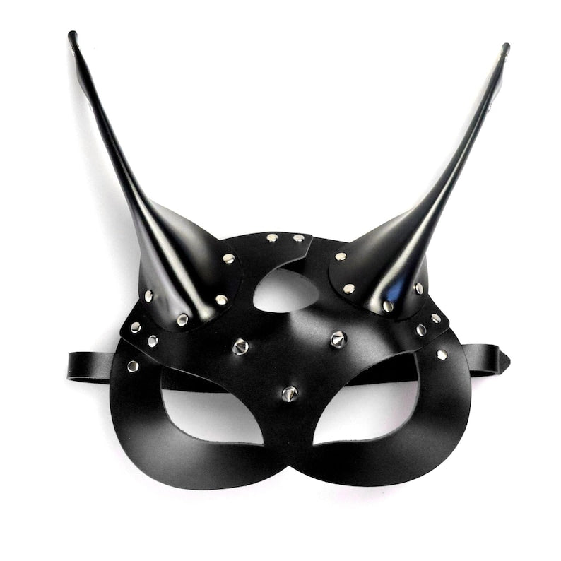 Spiked Devil Leather Mask: Rave Festival Accessory 146
