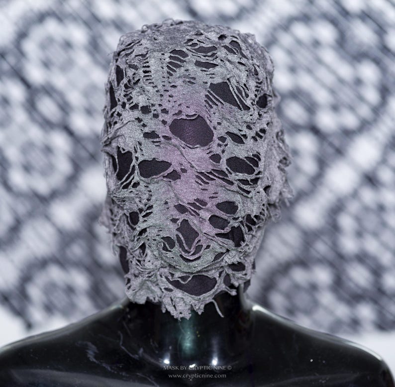 Black and Grey Flow Haute Couture Lace Mask 77