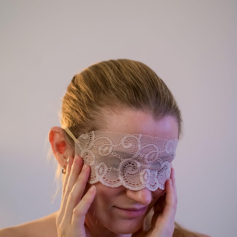 Beige Lace Blindfold, Sexy Eye Mask Lingerie 178