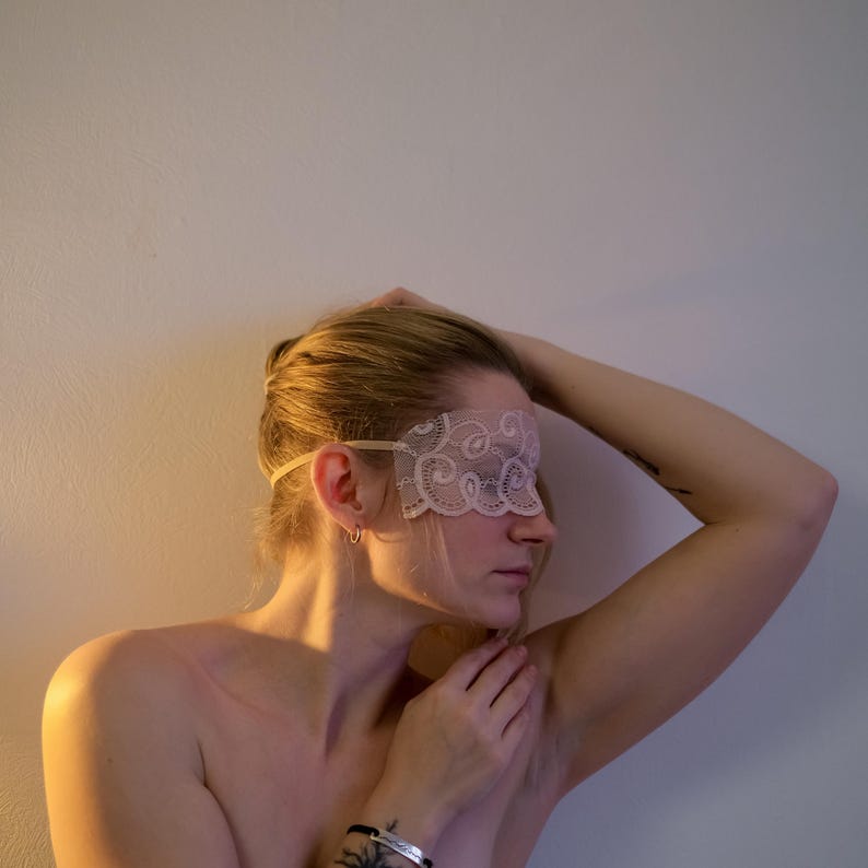 Beige Lace Blindfold, Sexy Eye Mask Lingerie 178