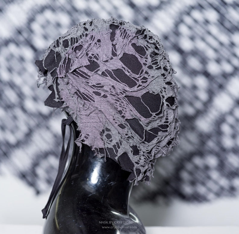 Black and Grey Flow Haute Couture Lace Mask 77