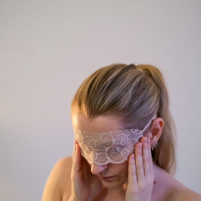 Beige Lace Blindfold, Sexy Eye Mask Lingerie 178
