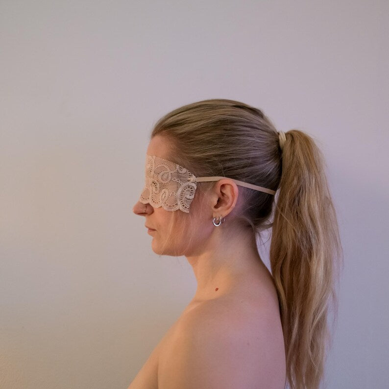 Beige Lace Blindfold, Sexy Eye Mask Lingerie 178