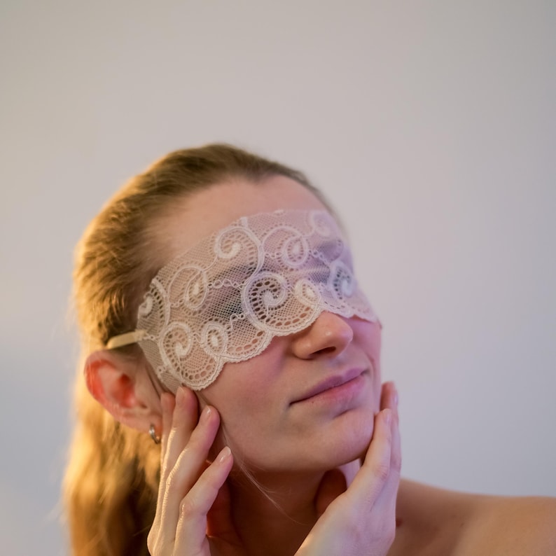 Beige Lace Blindfold, Sexy Eye Mask Lingerie 178
