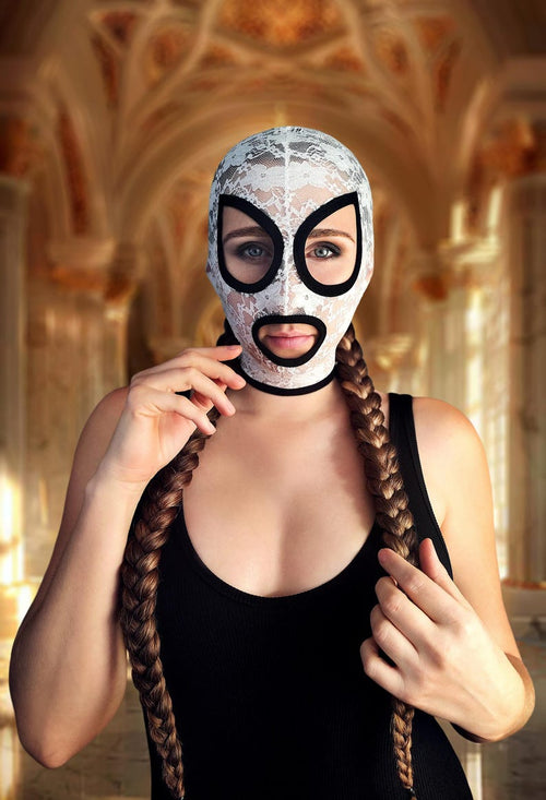 Handmade white lace mask 32